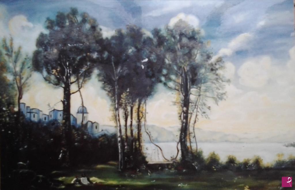quadri in vendita online - Omaggio  a Camille COROT "Les Chevriers de Castel Gandolfo"