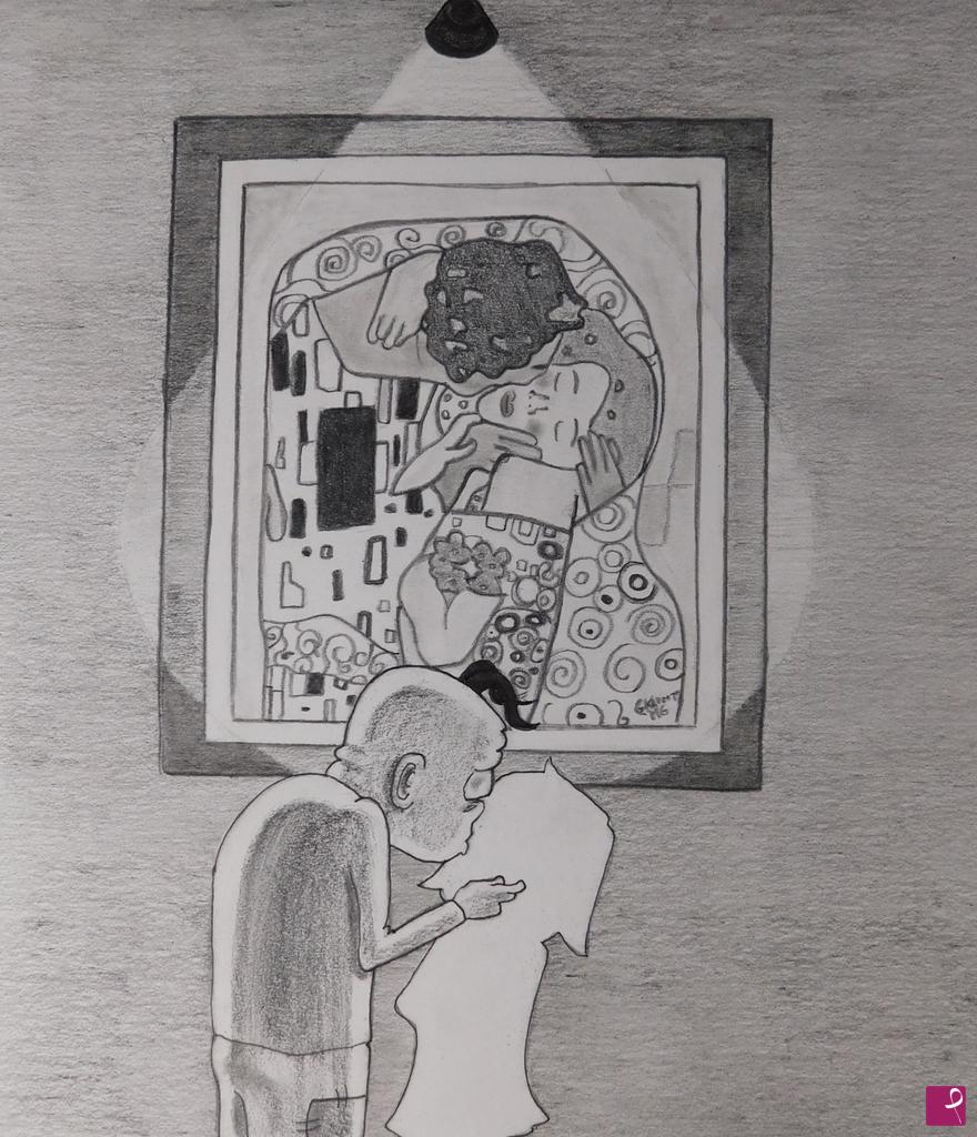quadri in vendita online - Omaggio a Gustav Klimt/ il bacio. Serie Creepy Night 