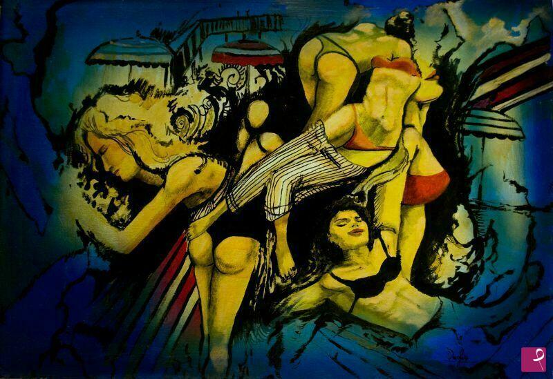 quadri in vendita online - Omaggio a Guttuso ( un giorno al mare)