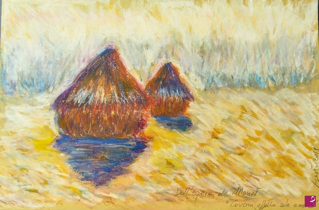 quadri in vendita online - Omaggio a Monet, dall'opera "Covoni effetto sole e neve"