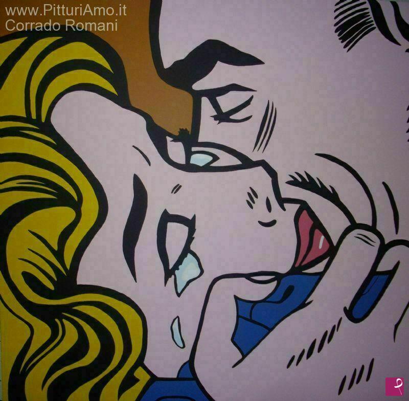 quadri in vendita online - Omaggio a Roy Lichtenstein: Il Bacio