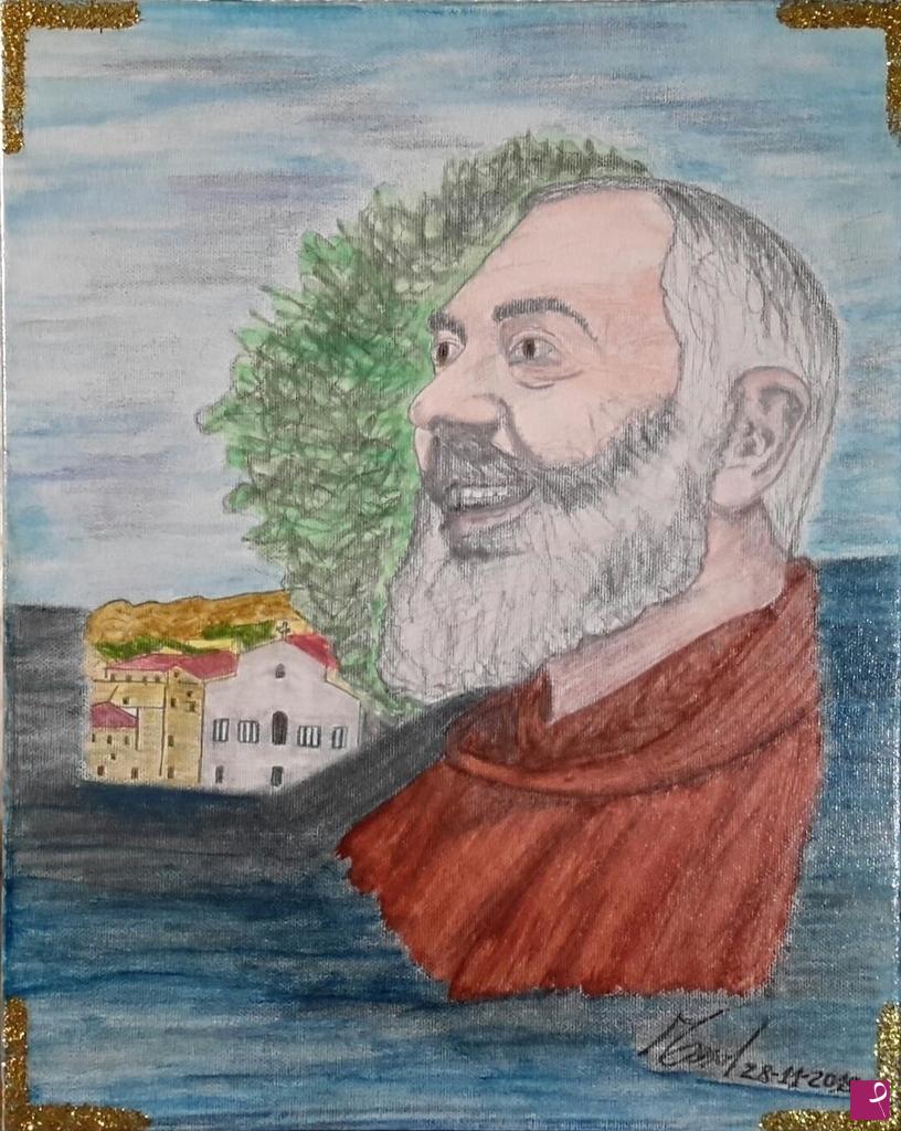 quadri in vendita online - Omaggio  a  " San  Pio  da  Pietralcina ".