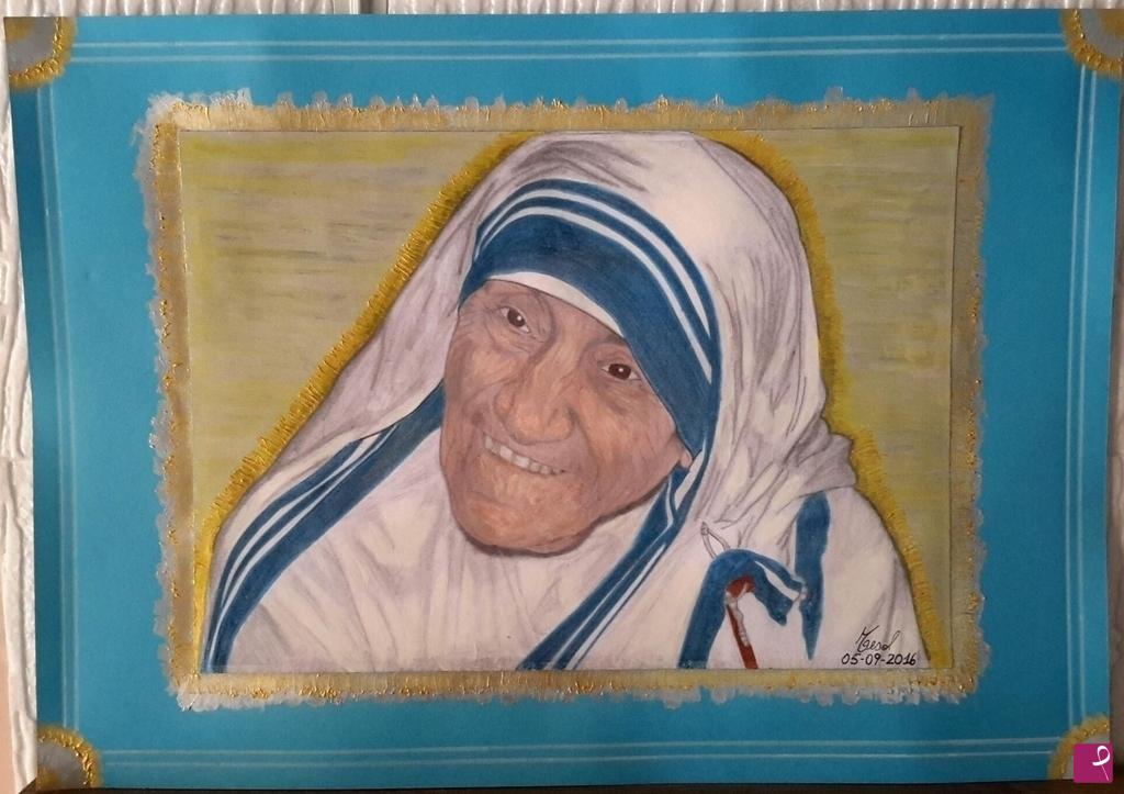 quadri in vendita online - Omaggio a  "Santa  Teresa  di  Calcutta".
