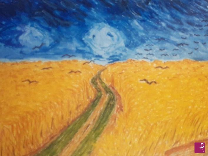 quadri in vendita online - Omaggio a Van Gogh - Campo di grano con volo di corvi