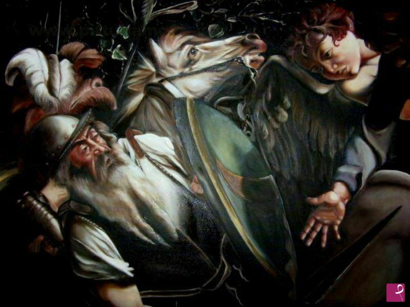 quadri in vendita online - omaggio al Caravaggio  ..particolare della conversione di S Paolo del Caravaggio