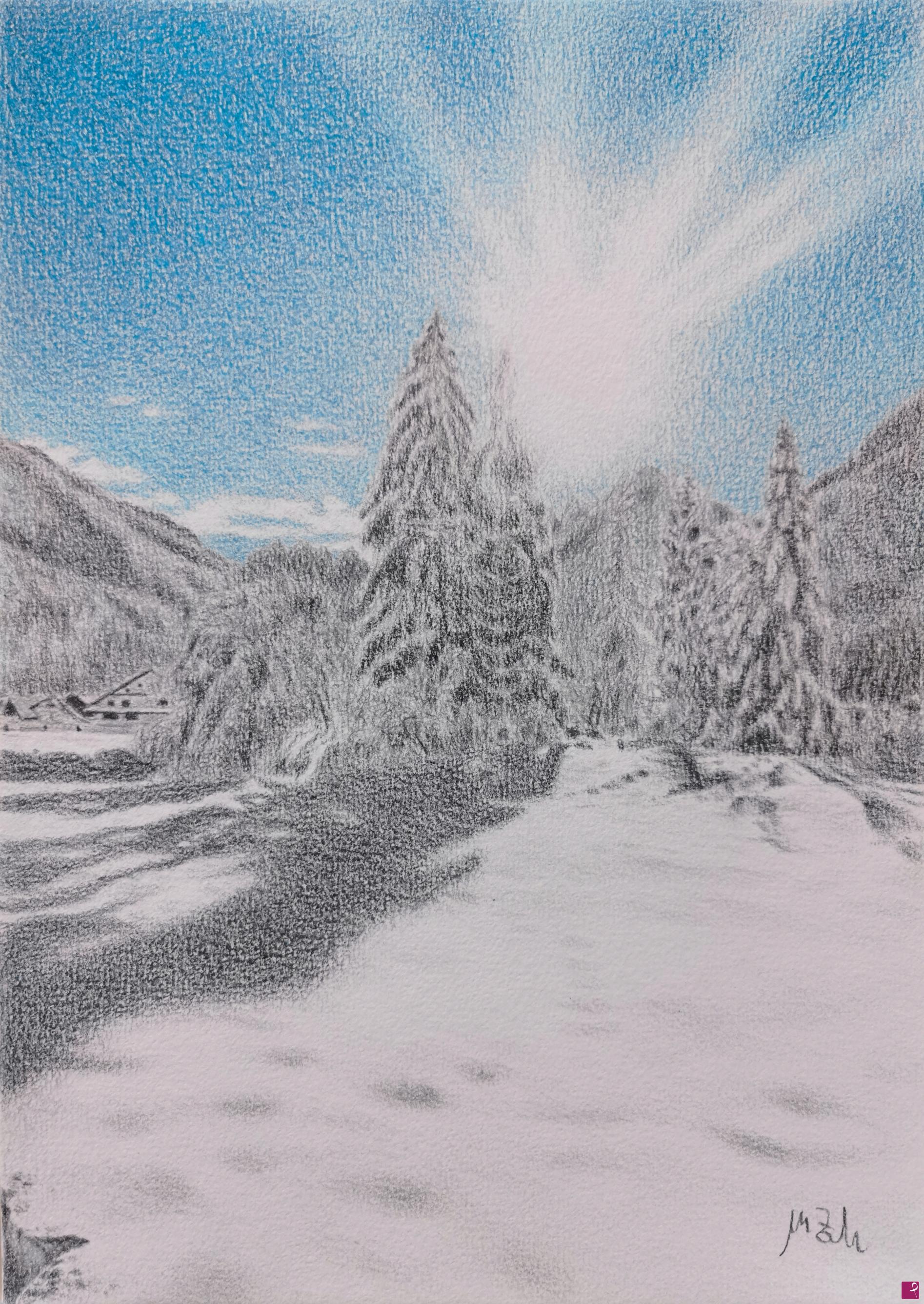 quadri in vendita online - Ombre sulla neve