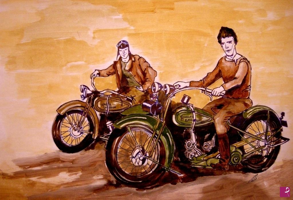 quadri in vendita online - On a Harley 