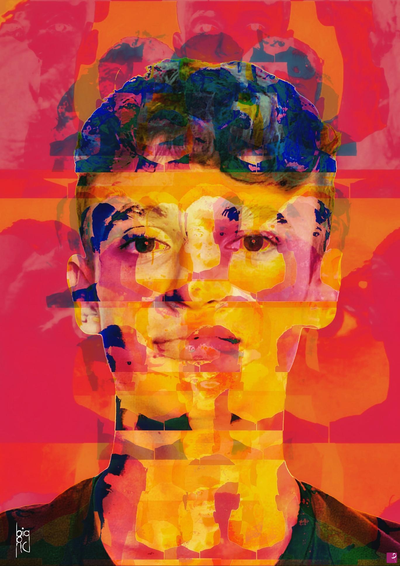 quadri in vendita online - On fire boy portrait