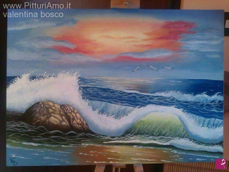 quadri in vendita online - onda al tramonto