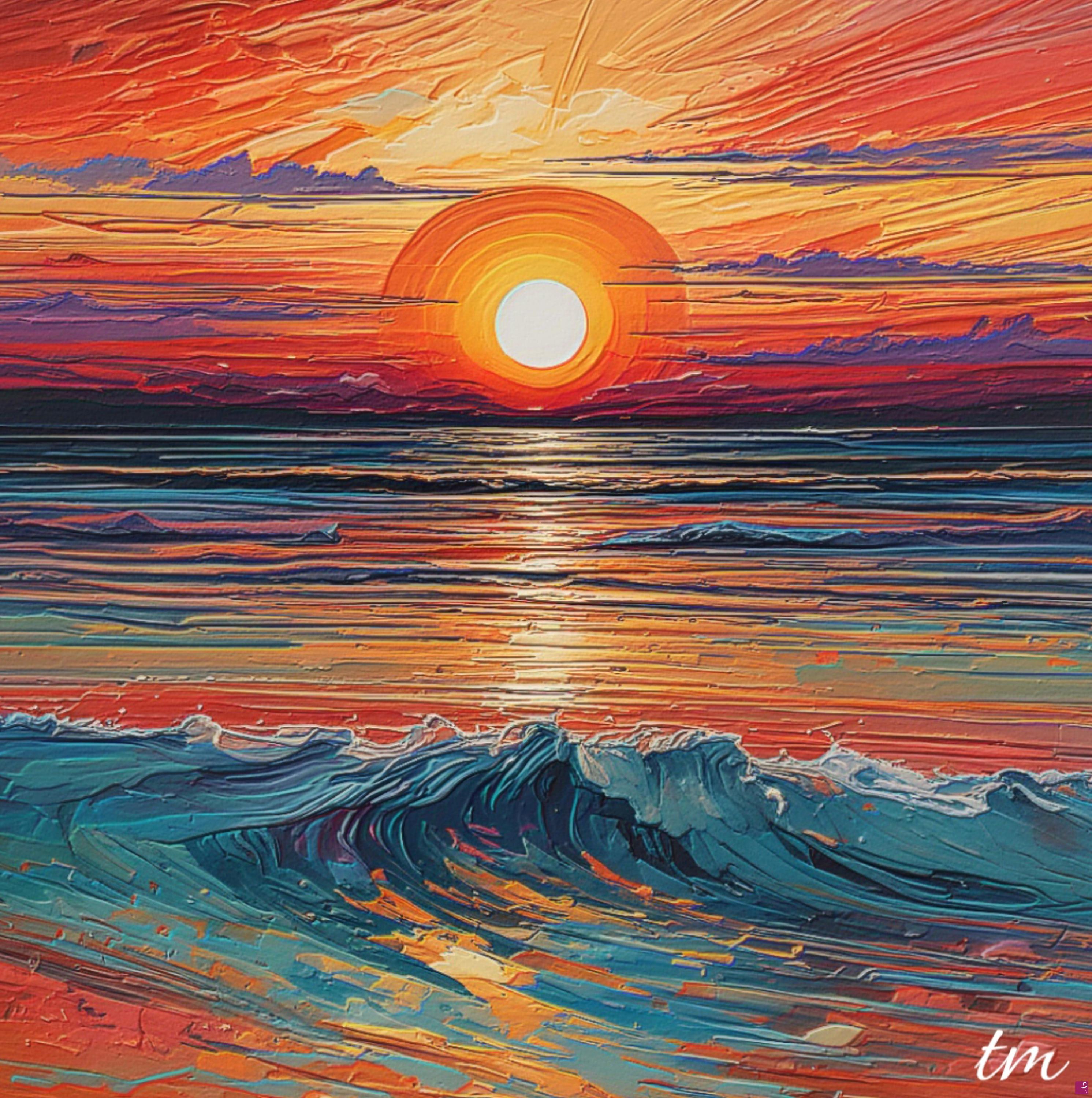 quadri in vendita online - ONDA AL TRAMONTO 