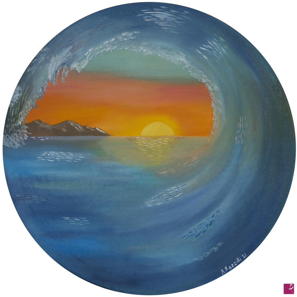 quadri in vendita online - Onda sul mare con tramonto
