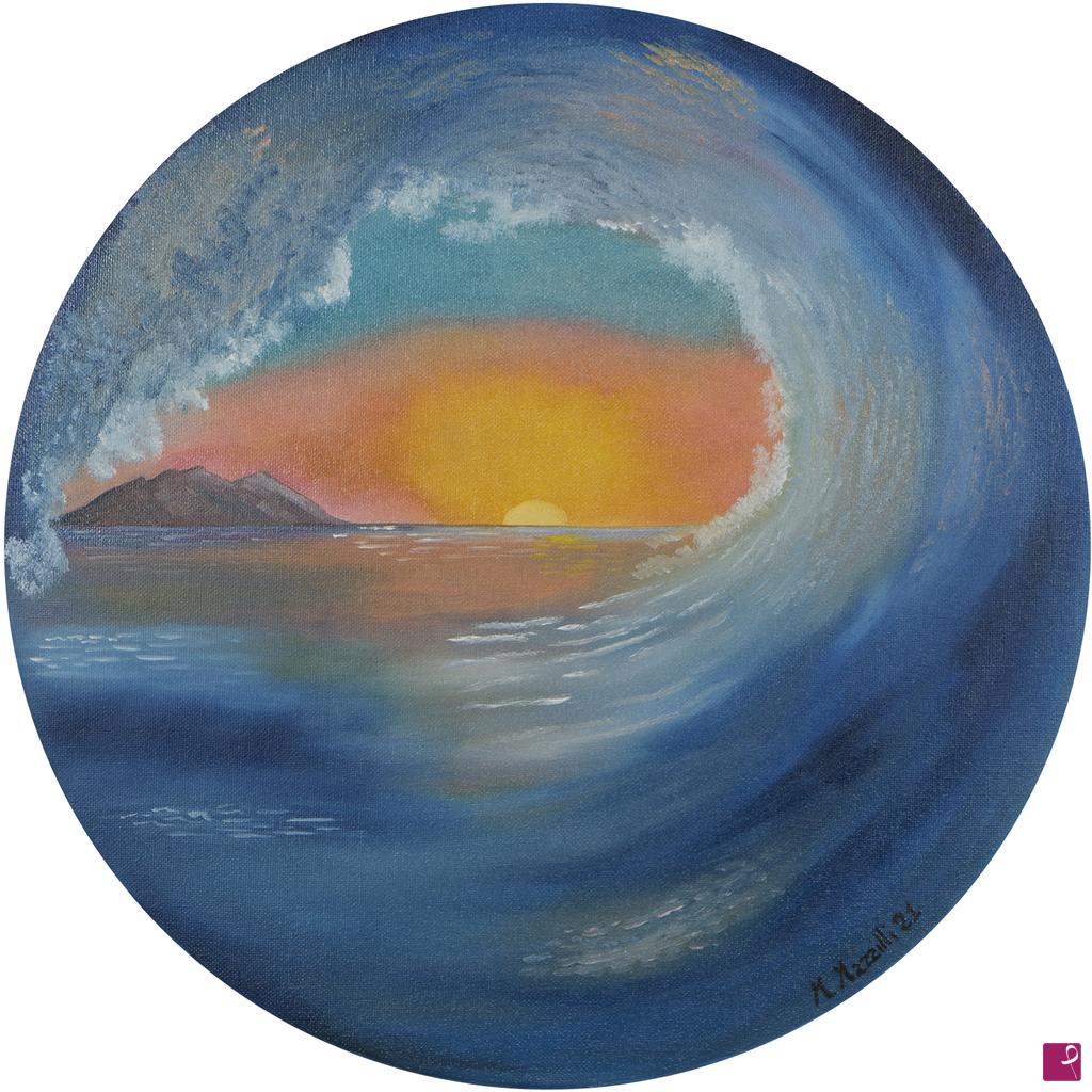 quadri in vendita online - Onda sul mare con tramonto (small)