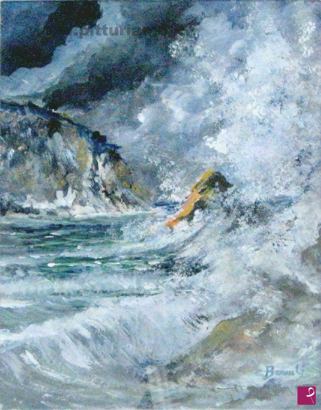 quadri in vendita online - onde frangenti su scoglio