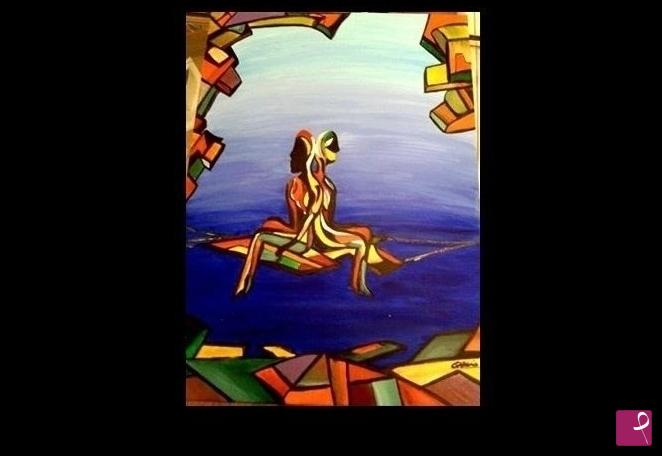 quadri in vendita online - Opera "SOSPENSIONE OLTREMARE" quadro dipinto pregio COZZANI  tela 70x 50 gen Finzi Kostabi Aubertin Lodola Formichetti