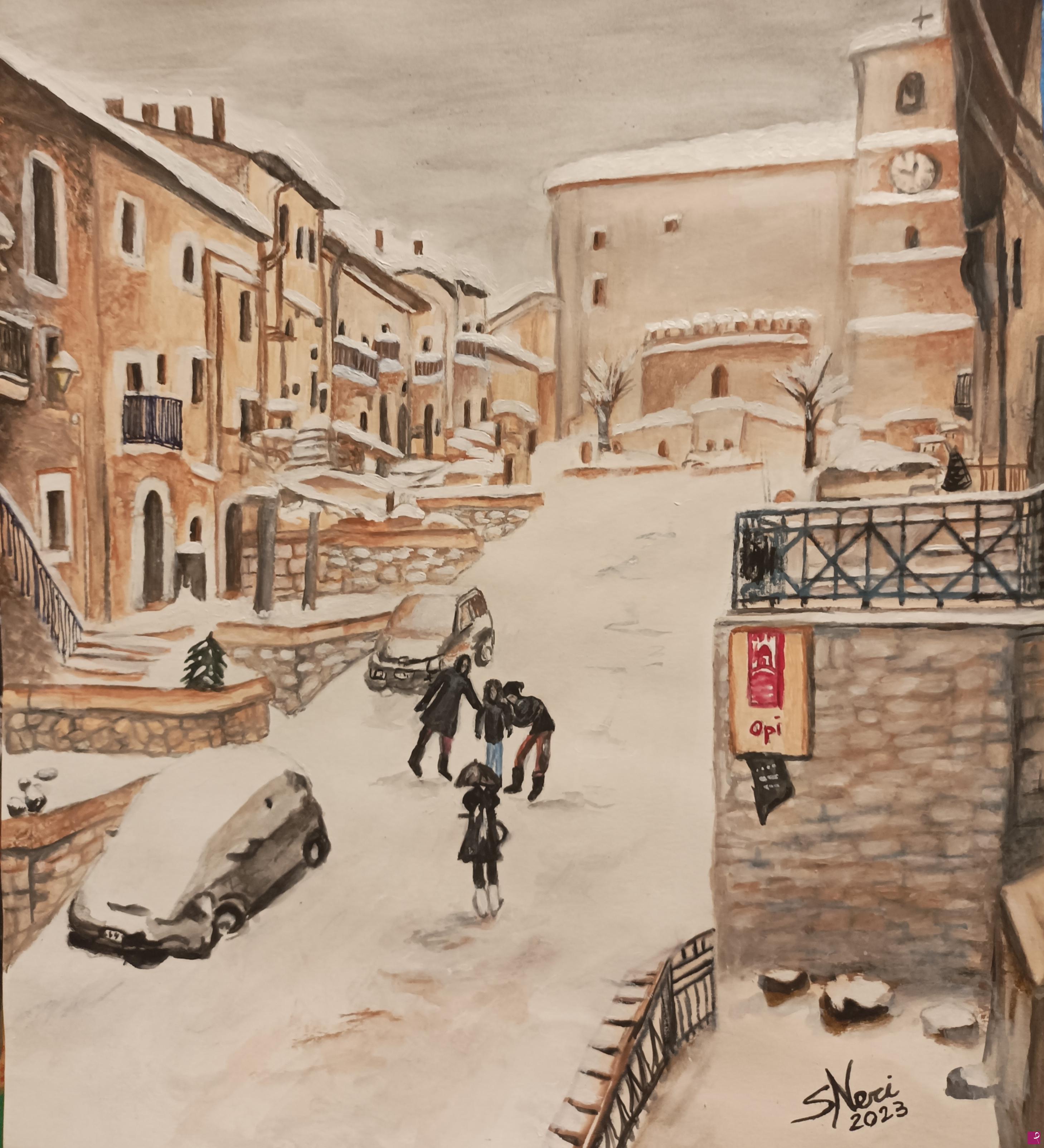 quadri in vendita online - Opi, antico borgo dell'Abruzzo 