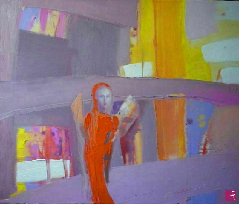 quadri in vendita online - Orange Angel.2012.Oil on canvas. cm.40x50.