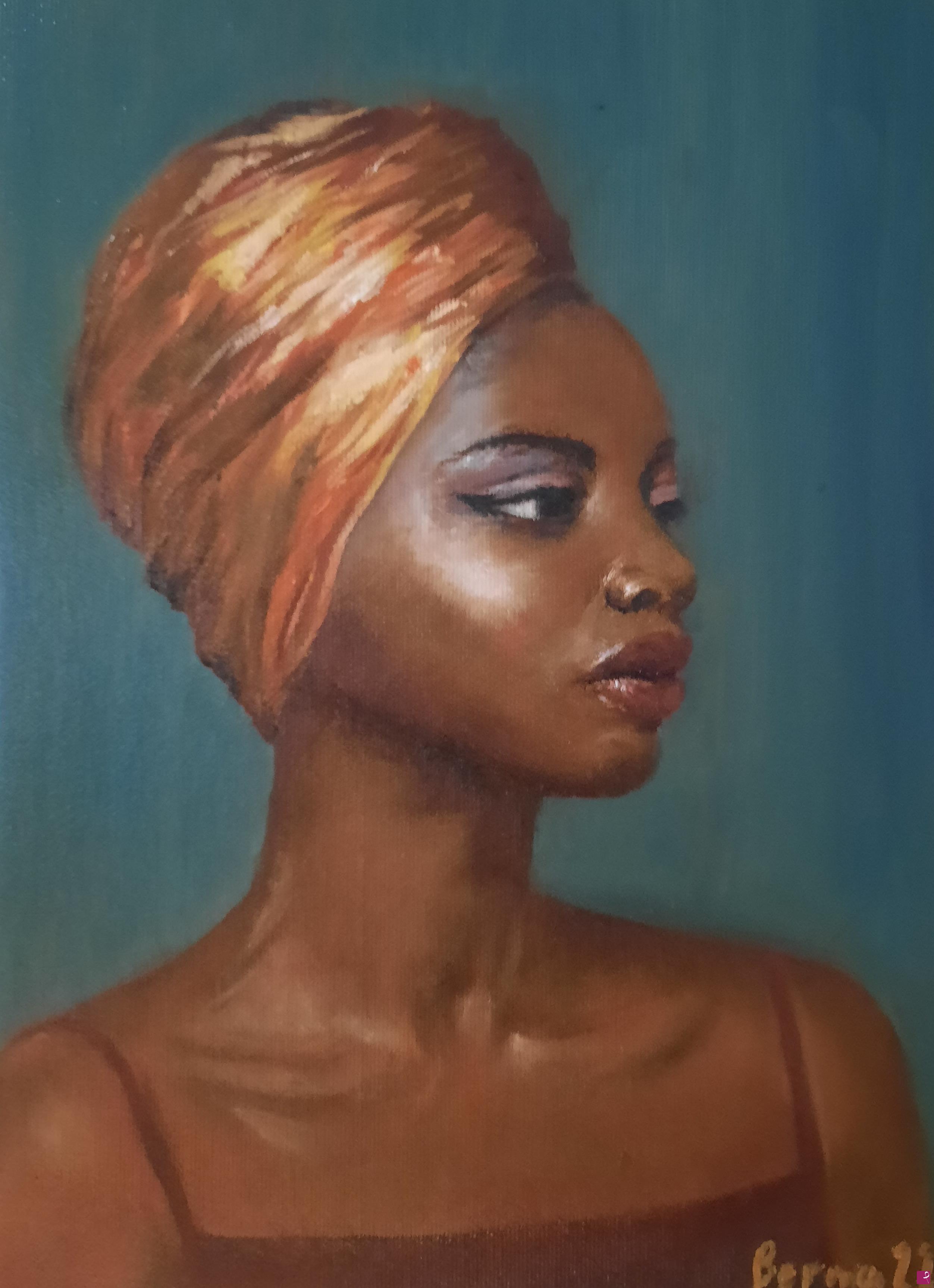 quadri in vendita online - Orange turban