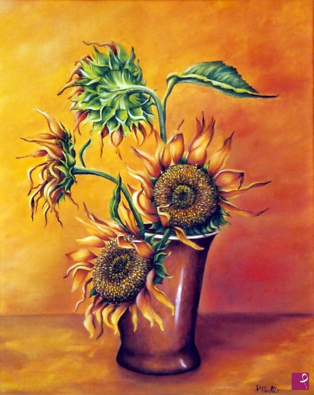 quadri in vendita online - Ornamento di Girasoli