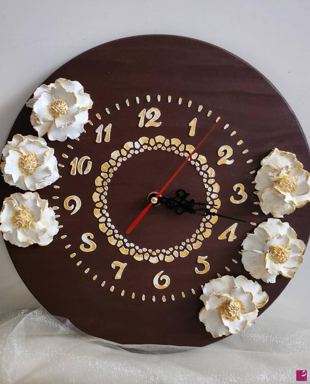 quadri in vendita online - Orologio da parete con fiori 3D