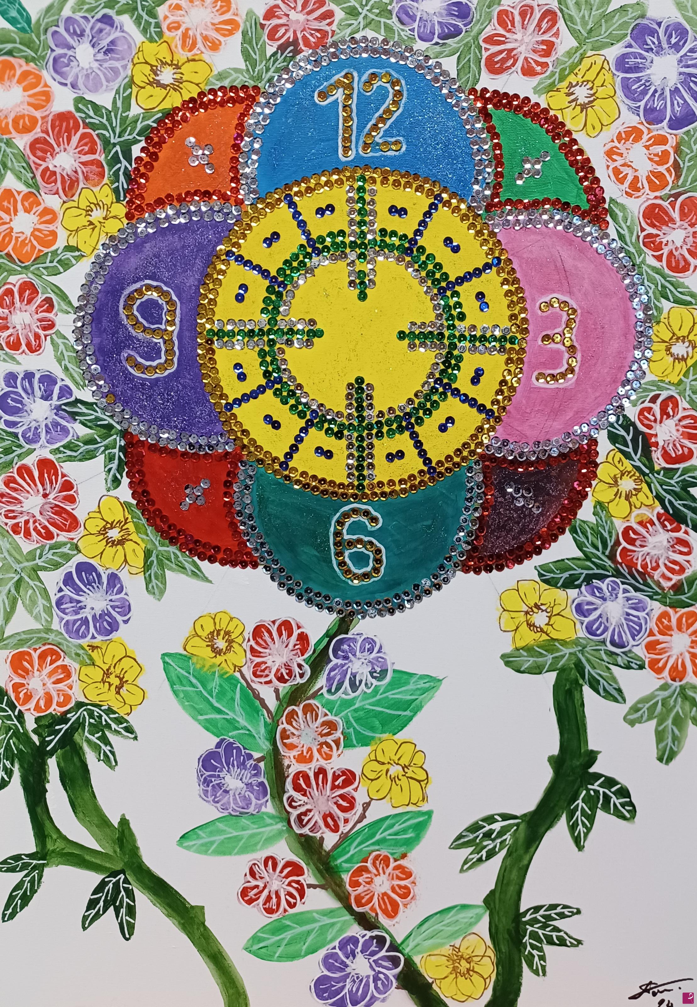quadri in vendita online - Orologio margherita