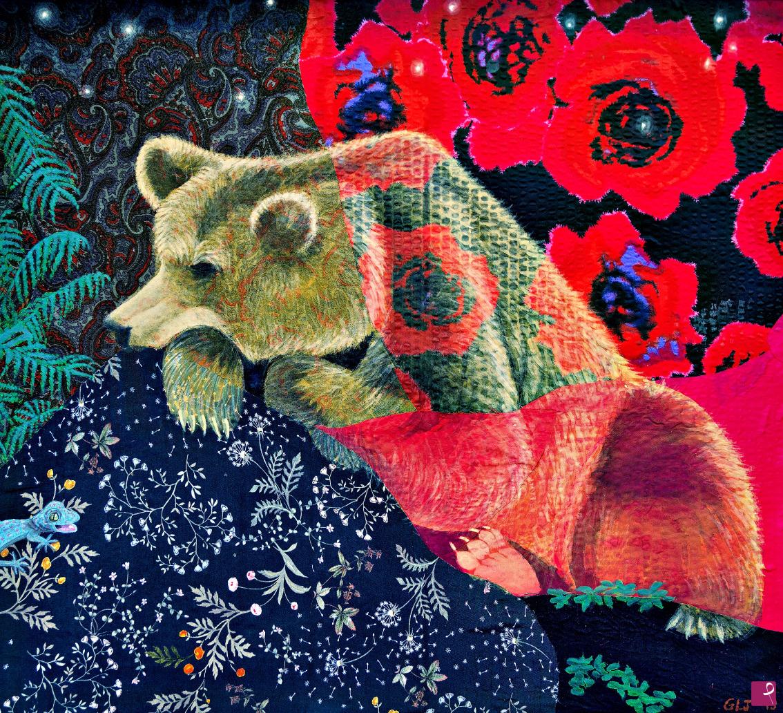 quadri in vendita online - Orso giallo