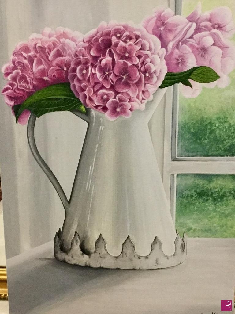 quadri in vendita online - Ortensie rosa