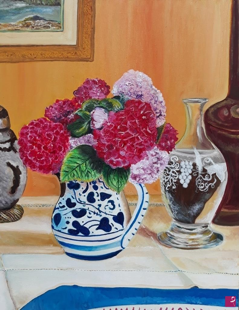 quadri in vendita online - Ortensie rosse