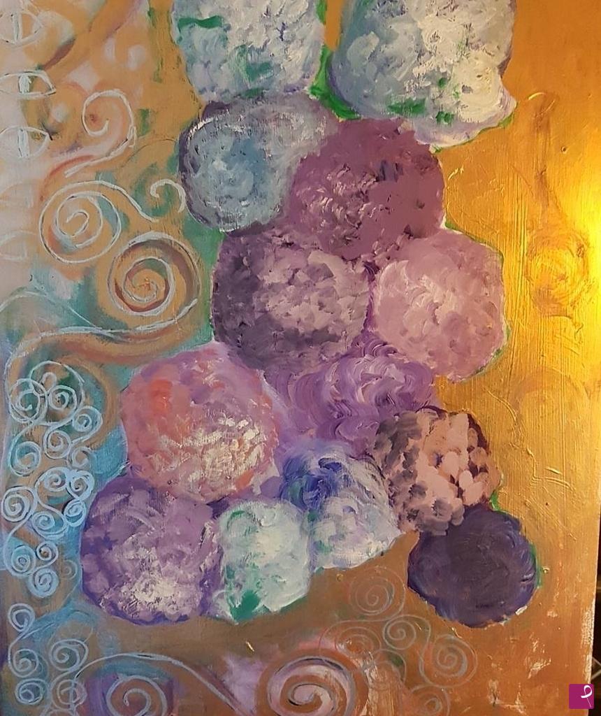 quadri in vendita online - Ortensie...ispirazione a Klimt