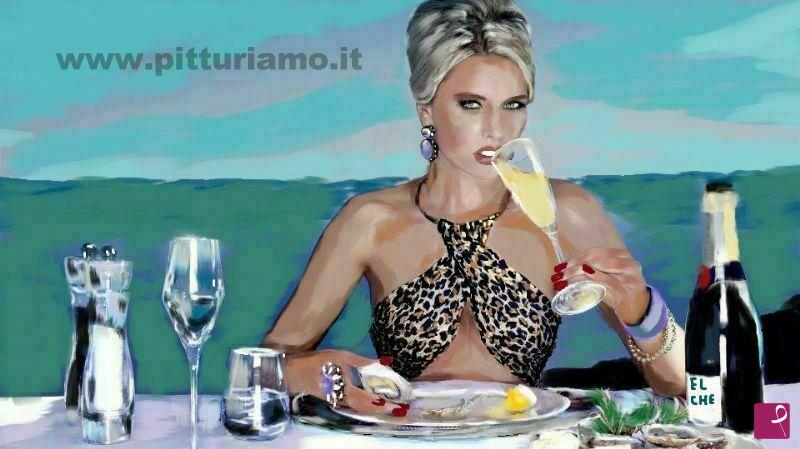 quadri in vendita online - ostriche e champagne