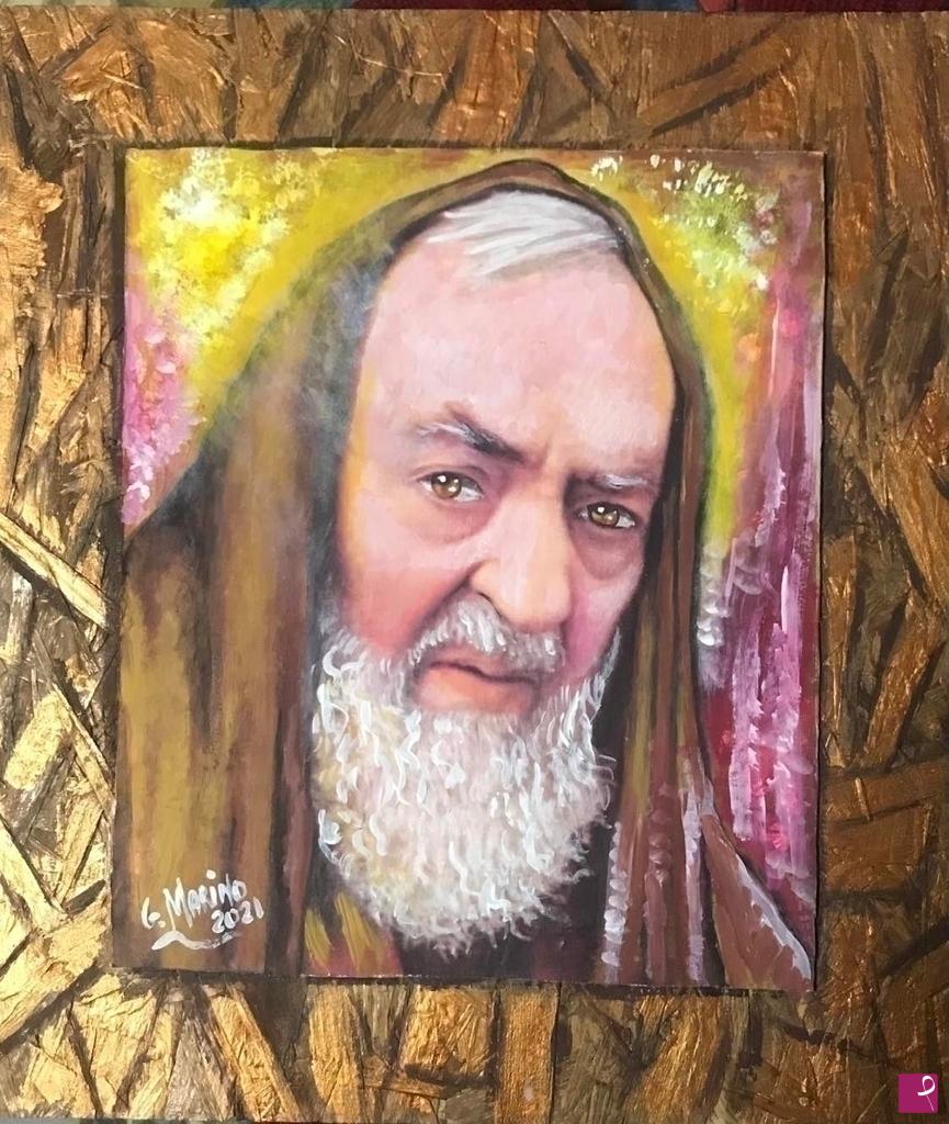 quadri in vendita online - " PADRE PIO col suo sguardo profondo e luminoso"