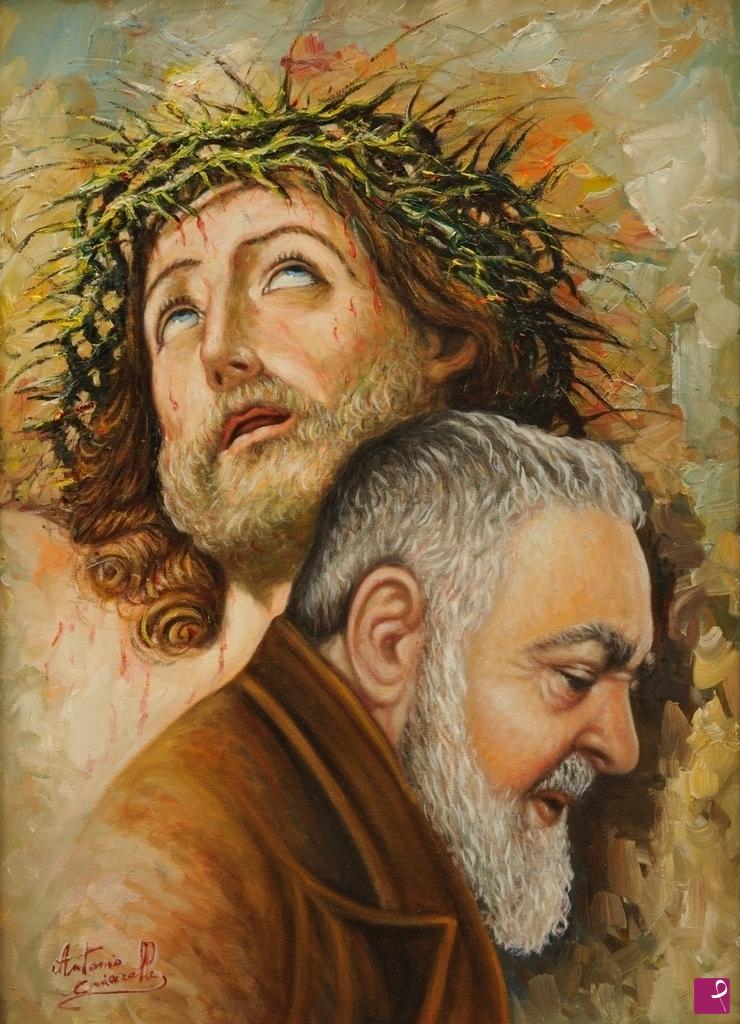quadri in vendita online - Padre Pio e Cristo