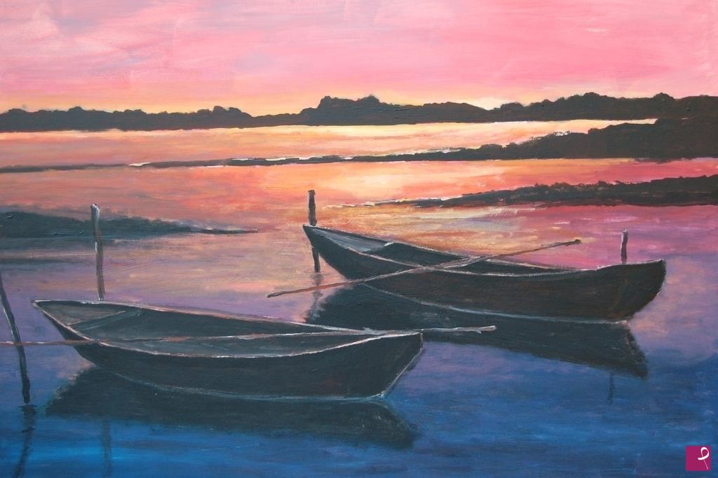 quadri in vendita online - Padule al tramonto