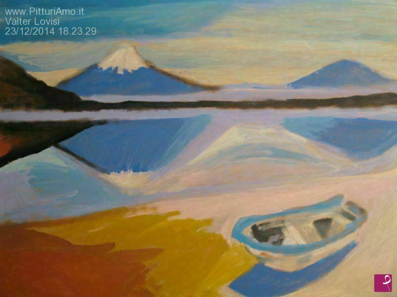 quadri in vendita online - Paesaggio - Mount Fuji lake Kawaguchiko