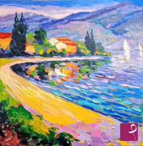 quadri in vendita online - Paesaggio alpino: lago di Garda