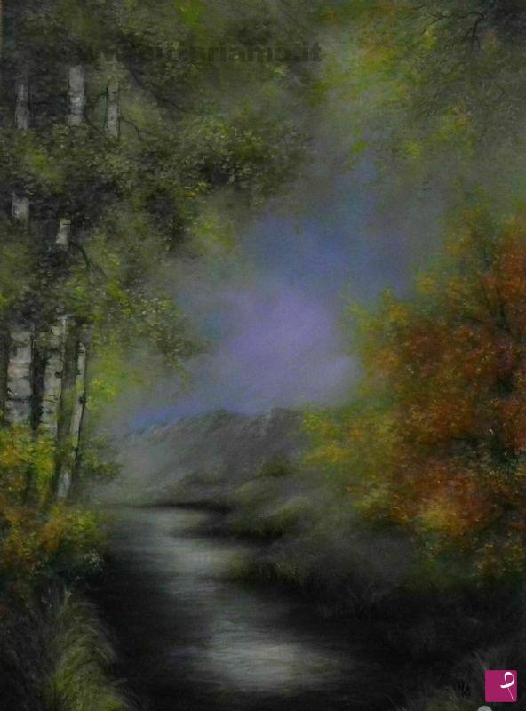 quadri in vendita online - Paesaggio autunnale con acqua (132)