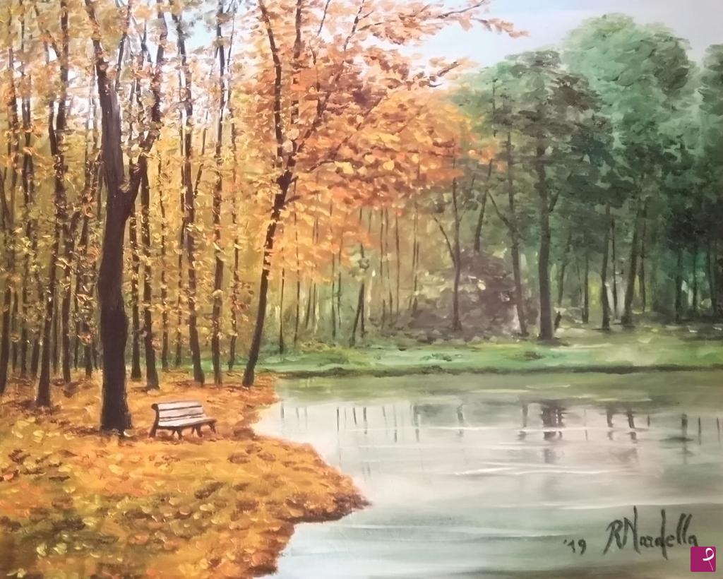 quadri in vendita online -  " PAESAGGIO AUTUNNALE CON LAGO "