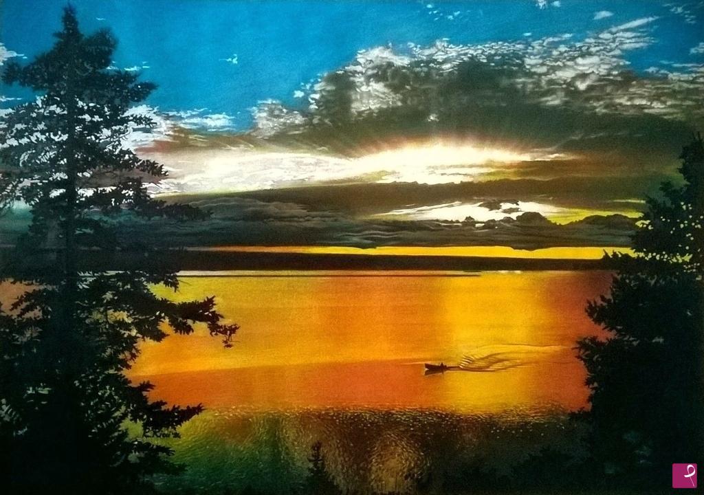 quadri in vendita online - Paesaggio canadese al tramonto /  Canadian landscape at sunset