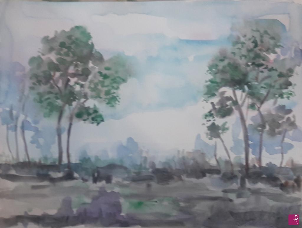 quadri in vendita online - Paesaggio con alberi 