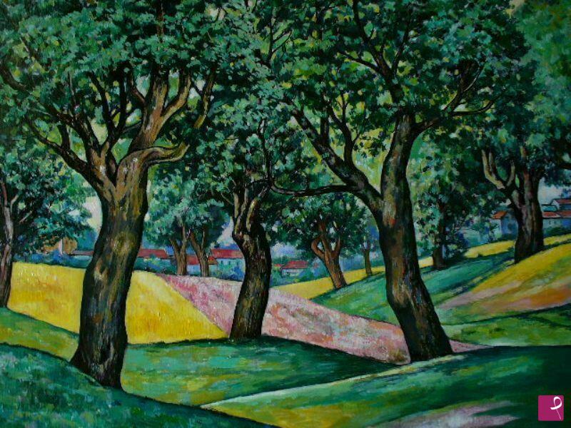 quadri in vendita online - Paesaggio con alberi