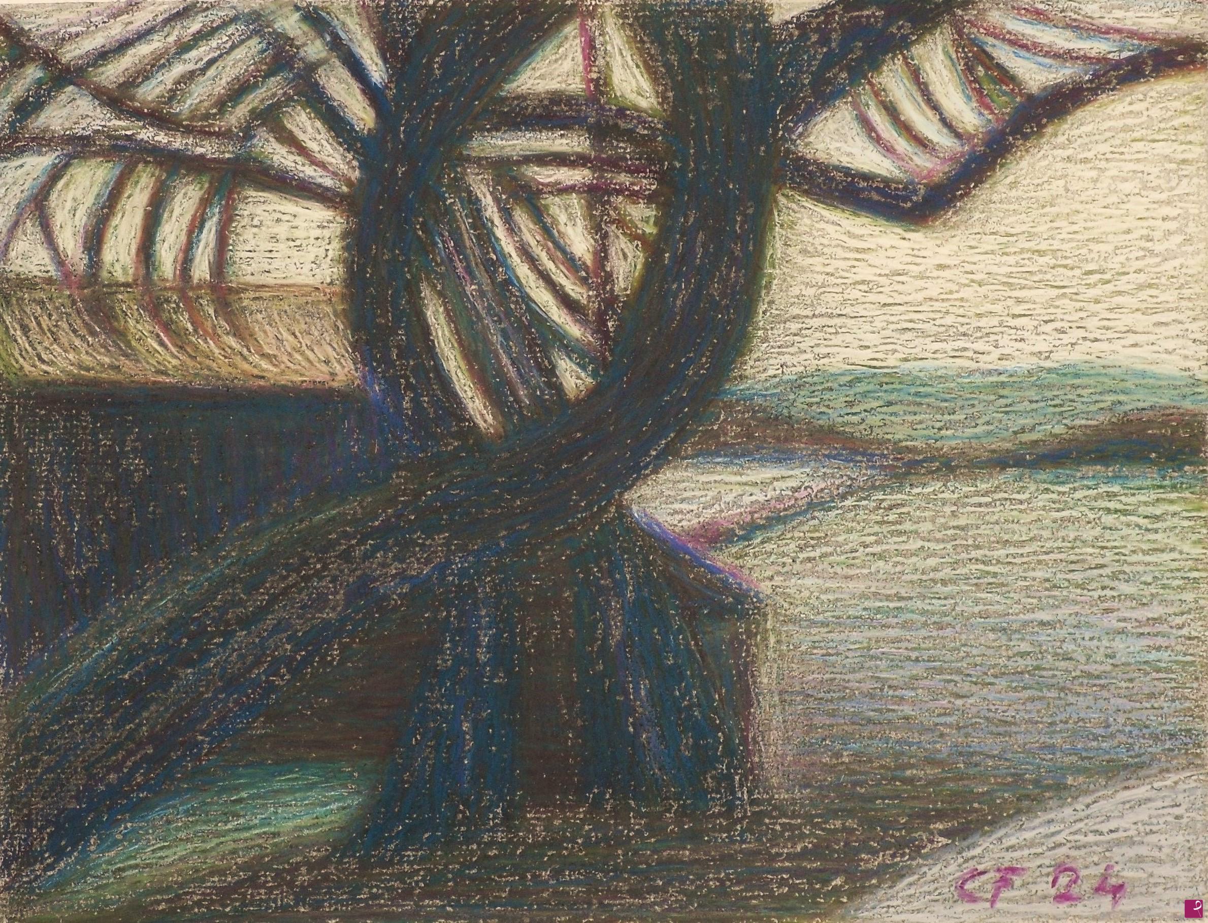 quadri in vendita online - Paesaggio con alberi e legnaia