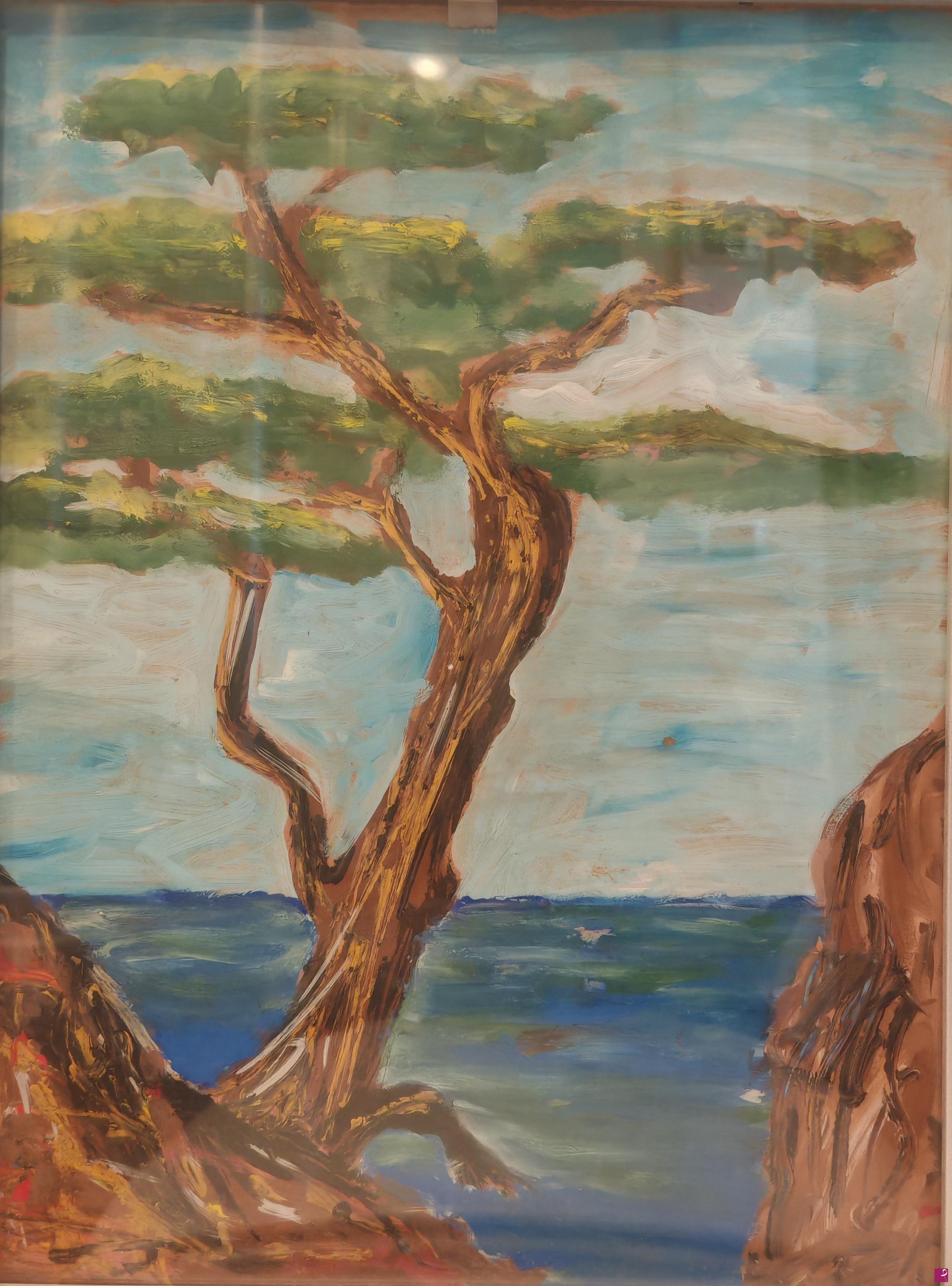 quadri in vendita online - Paesaggio con albero - 1979