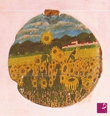 quadri in vendita online - Paesaggio con campo di girasoli