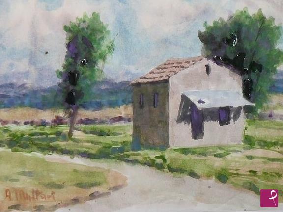 quadri in vendita online - paesaggio con casa colonica a Monte Poro