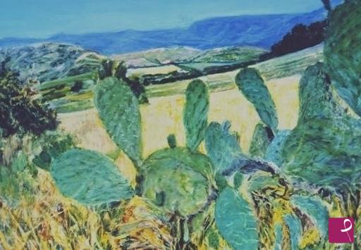quadri in vendita online - Paesaggio con fichi d'India.