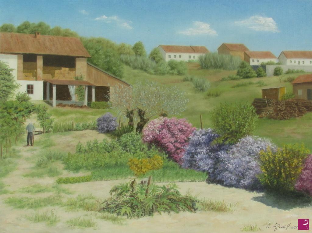 quadri in vendita online - Paesaggio con fiori
