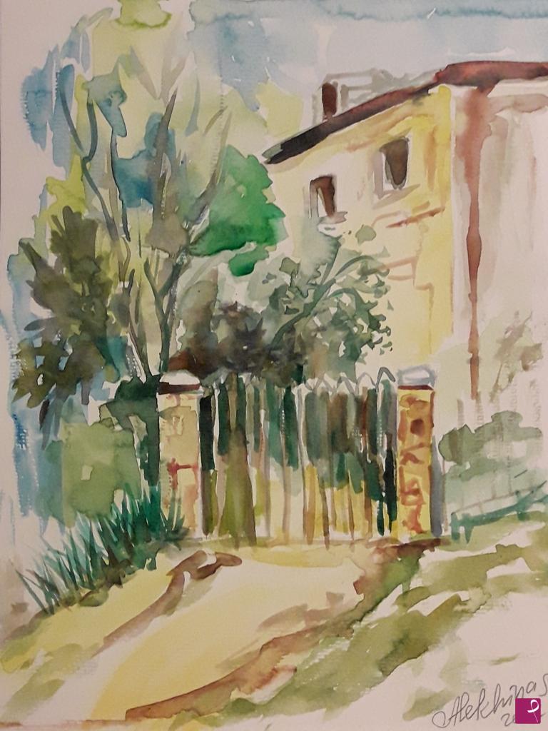 quadri in vendita online - Paesaggio con giardino