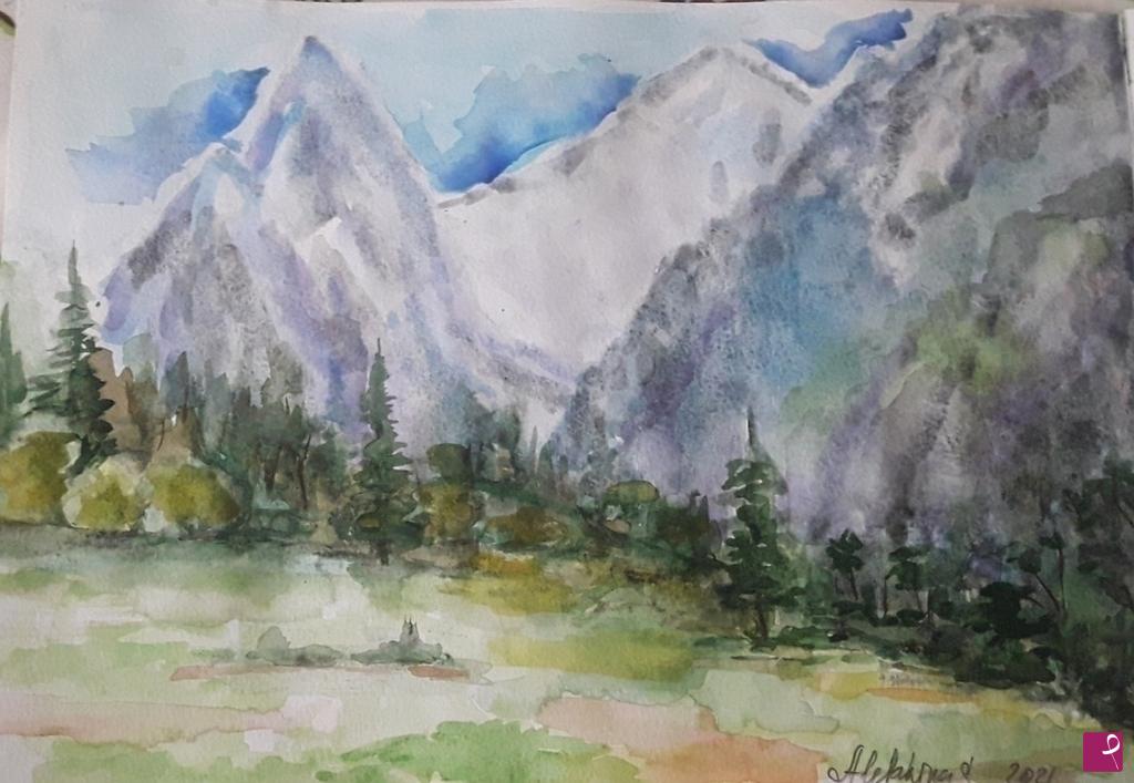 quadri in vendita online - Paesaggio con montagna