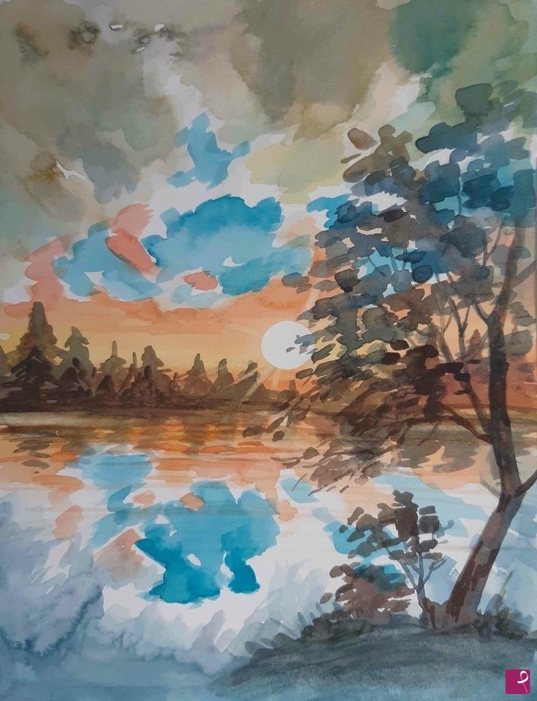 quadri in vendita online - paesaggio con tramonto 