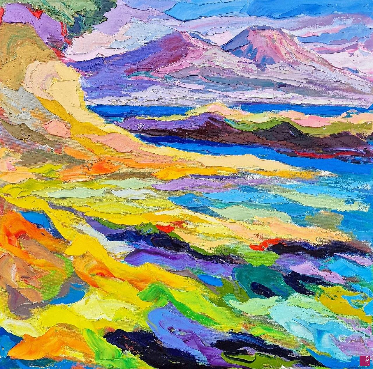 quadri in vendita online - Paesaggio contemporaneo: il Vesuvio da Marechiaro