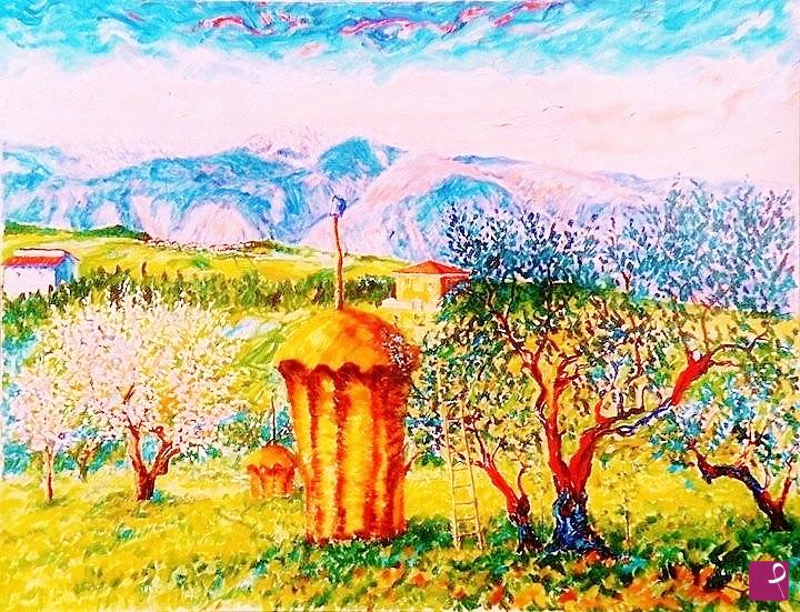 quadri in vendita online - PAESAGGIO DELL'APPENNINO ABRUZZESE CON LA MAIELLA GEOPARK